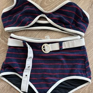 Re/done x solid and stripped bikini set